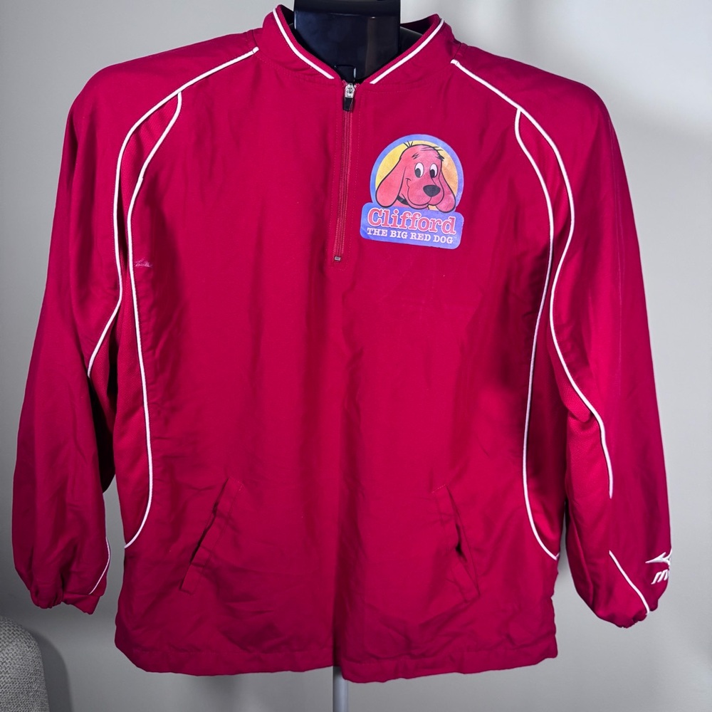 Mizuno Clifford Big Red Dog Windbreaker Pullover Jacket Medium